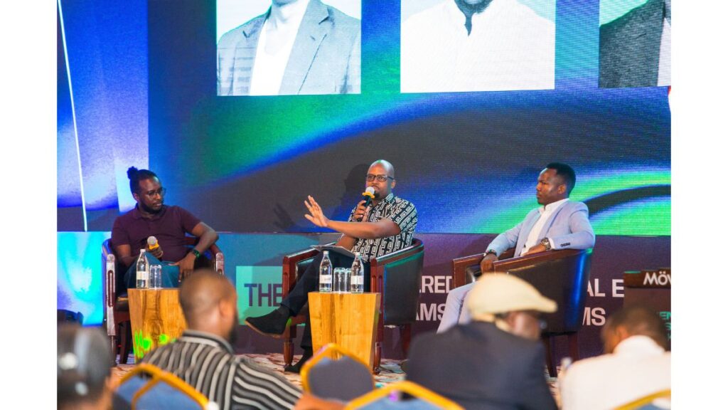 Somet Kipchilat, Mbugua Njihia and Bernard Momanyi during the panel session at the Ai Kenya Industry Breakfast 3.0